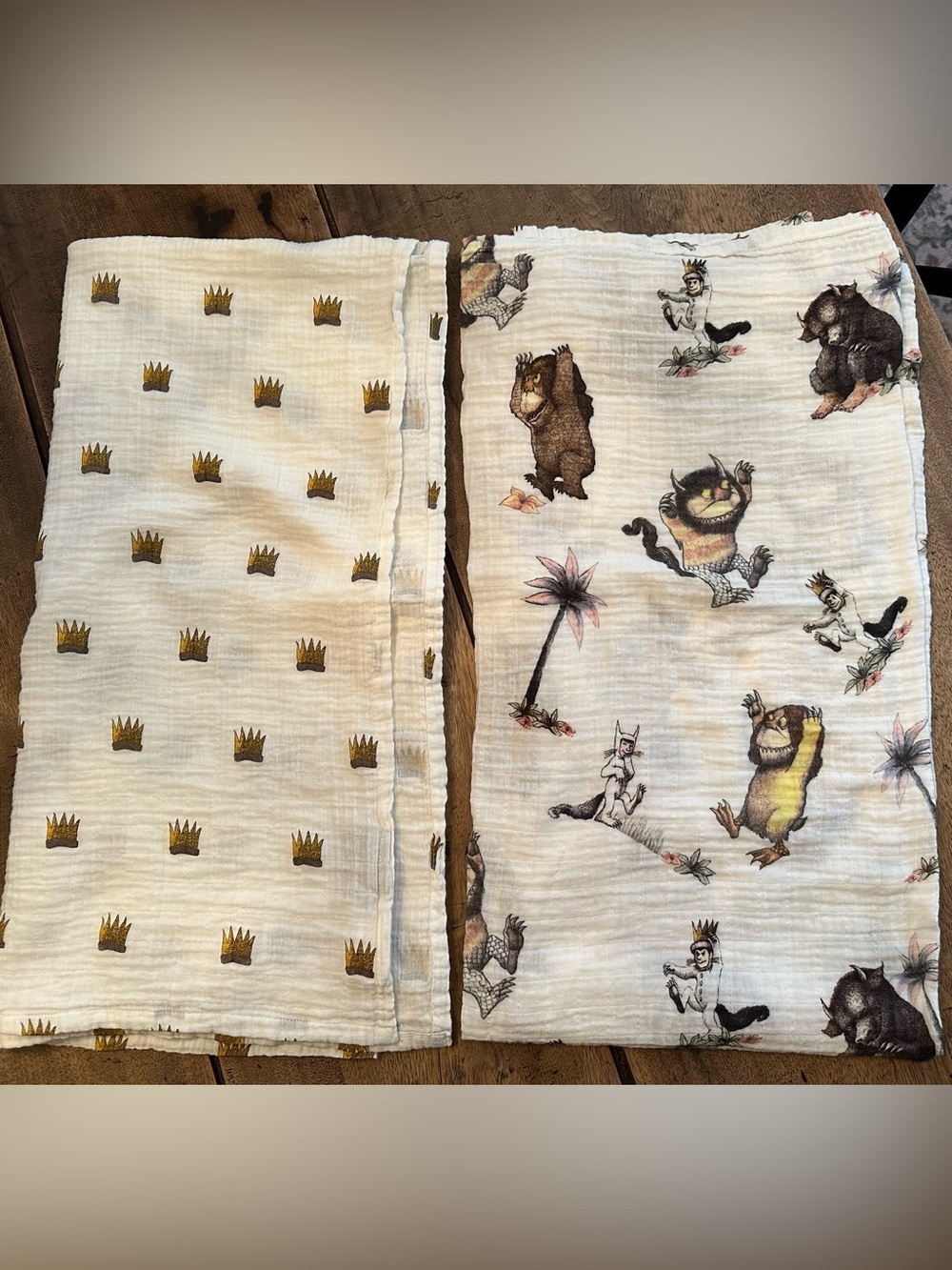 EUC Pottery Barn Kids  Where the Wild Things Are 2 Swaddle Blankets.